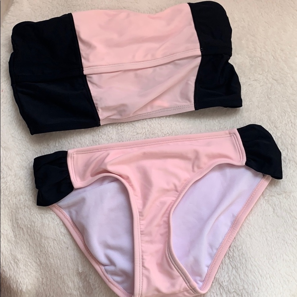 girls size 14 pink and black bikini